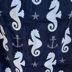 Vera Bradley Navy and White double sided Seahorse and Anchor Beach Towel